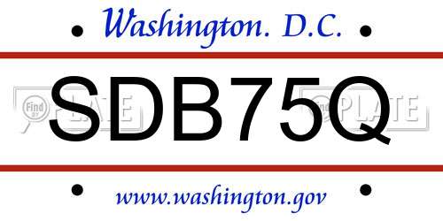SDB75Q District Of Columbia License Plate