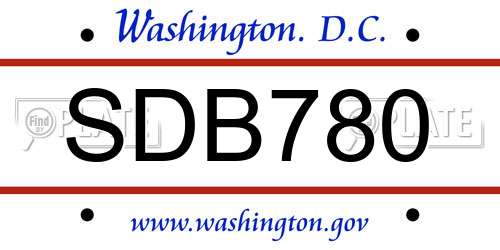 SDB780 District Of Columbia License Plate