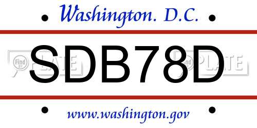 SDB78D District Of Columbia License Plate