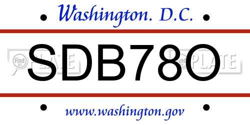 SDB78O District Of Columbia License Plate