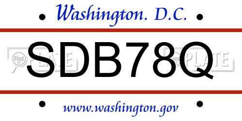 SDB78Q District Of Columbia License Plate