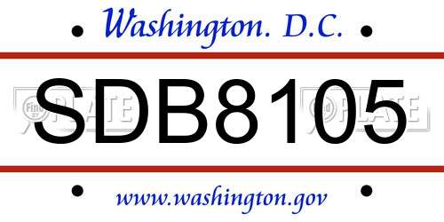 SDB8105 District Of Columbia License Plate