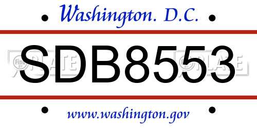 SDB8553 District Of Columbia License Plate