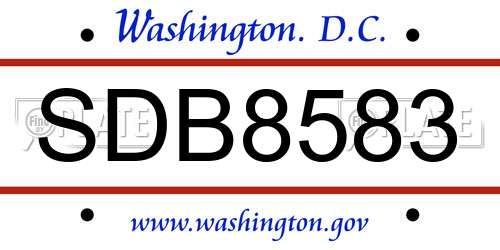 SDB8583 District Of Columbia License Plate