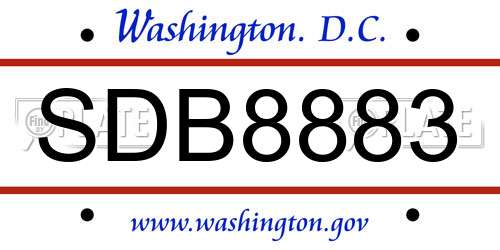 SDB8883 District Of Columbia License Plate