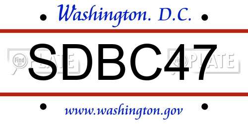 SDBC47 District Of Columbia License Plate