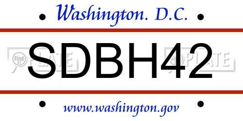 SDBH42 District Of Columbia License Plate
