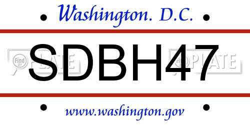 SDBH47 District Of Columbia License Plate