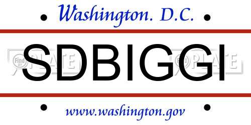 SDBIGGI District Of Columbia License Plate
