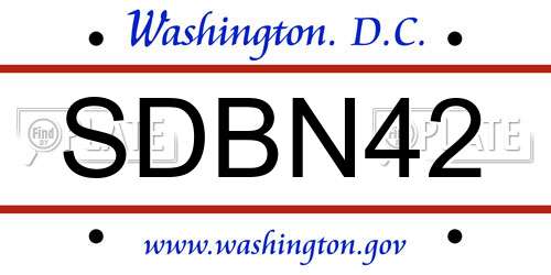 SDBN42 District Of Columbia License Plate