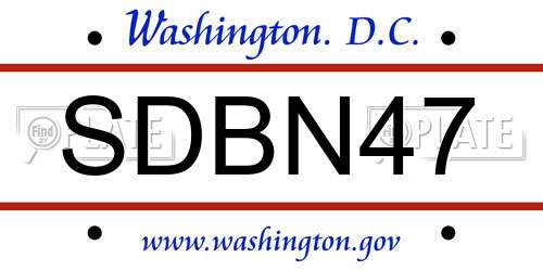 SDBN47 District Of Columbia License Plate