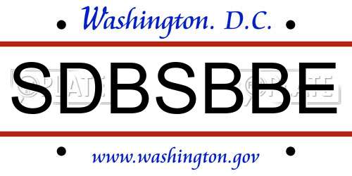 SDBSBBE District Of Columbia License Plate