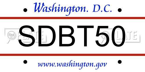 SDBT50 District Of Columbia License Plate