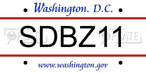 SDBZ11 District Of Columbia License Plate