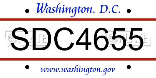 SDC4655 District Of Columbia License Plate