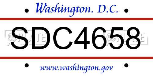 SDC4658 District Of Columbia License Plate