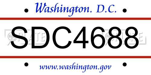 SDC4688 District Of Columbia License Plate