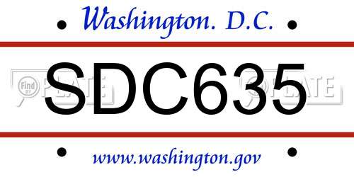 SDC635 District Of Columbia License Plate