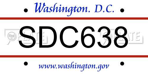 SDC638 District Of Columbia License Plate
