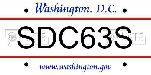 SDC63S District Of Columbia License Plate