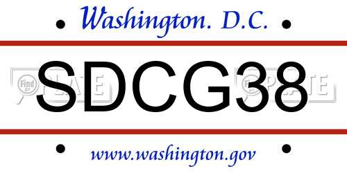 SDCG38 District Of Columbia License Plate