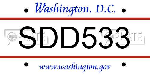 SDD533 District Of Columbia License Plate