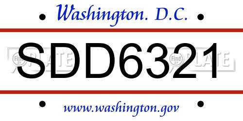 SDD6321 District Of Columbia License Plate