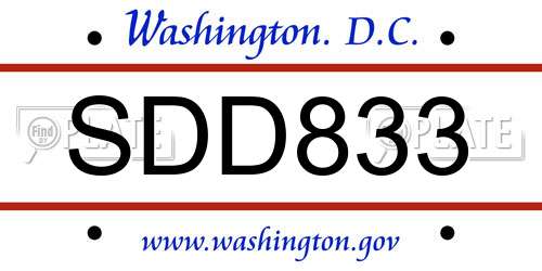 SDD833 District Of Columbia License Plate