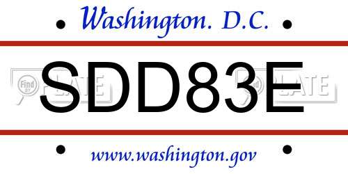 SDD83E District Of Columbia License Plate