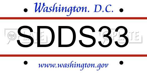 SDDS33 District Of Columbia License Plate