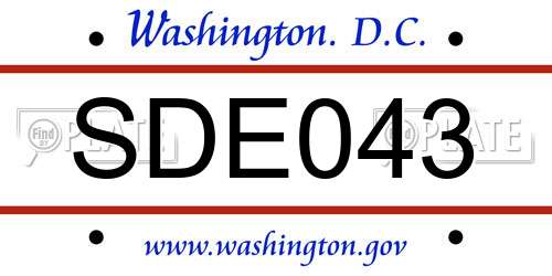 SDE043 District Of Columbia License Plate