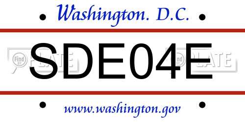 SDE04E District Of Columbia License Plate