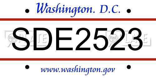 SDE2523 District Of Columbia License Plate