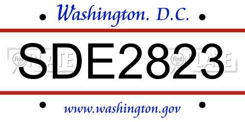 SDE2823 District Of Columbia License Plate