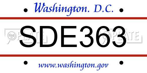 SDE363 District Of Columbia License Plate