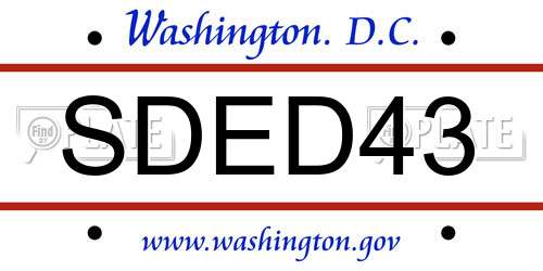 SDED43 District Of Columbia License Plate