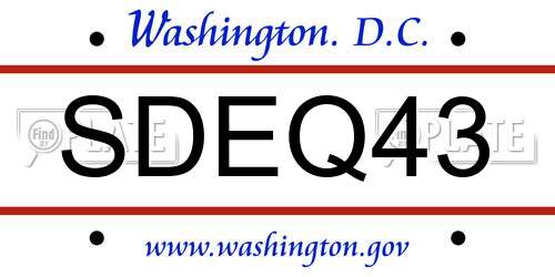 SDEQ43 District Of Columbia License Plate