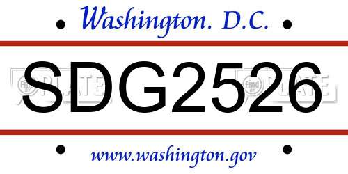 SDG2526 District Of Columbia License Plate
