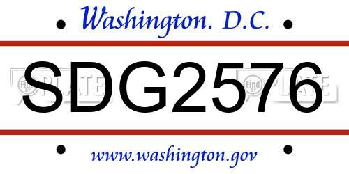 SDG2576 District Of Columbia License Plate