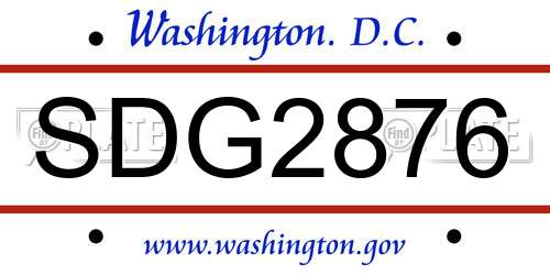 SDG2876 District Of Columbia License Plate