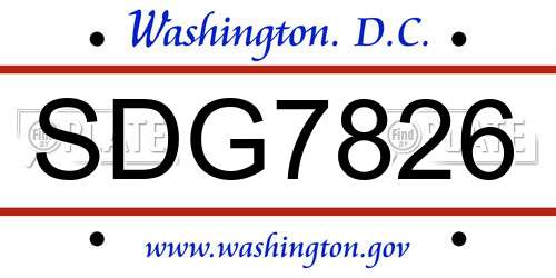 SDG7826 District Of Columbia License Plate
