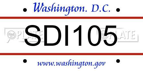 SDI105 District Of Columbia License Plate