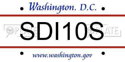 SDI10S District Of Columbia License Plate
