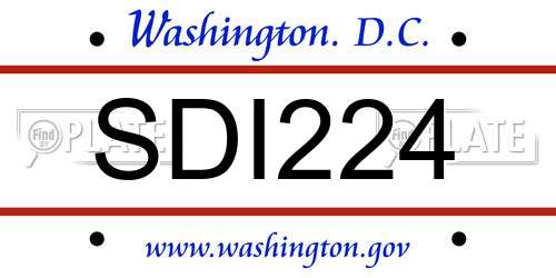 SDI224 District Of Columbia License Plate