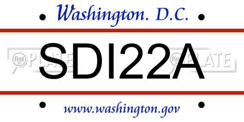 SDI22A District Of Columbia License Plate