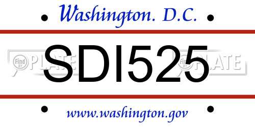 SDI525 District Of Columbia License Plate