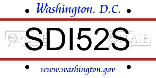 SDI52S District Of Columbia License Plate