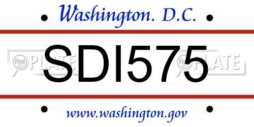 SDI575 District Of Columbia License Plate