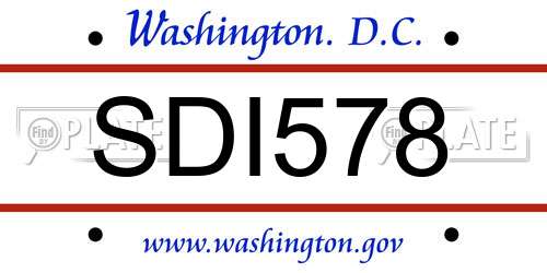 SDI578 District Of Columbia License Plate