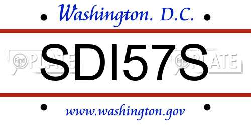 SDI57S District Of Columbia License Plate